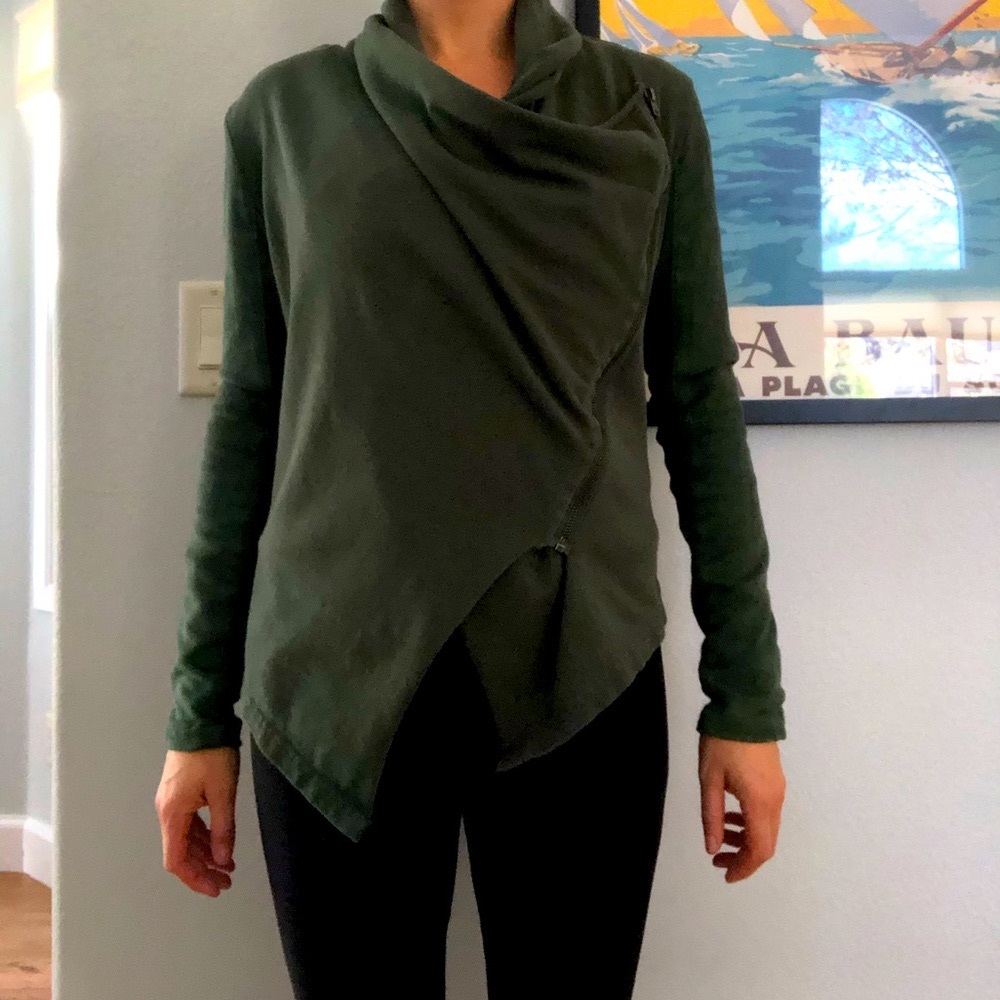 Blank NYC- Olive green colored Moto jacket/sweater